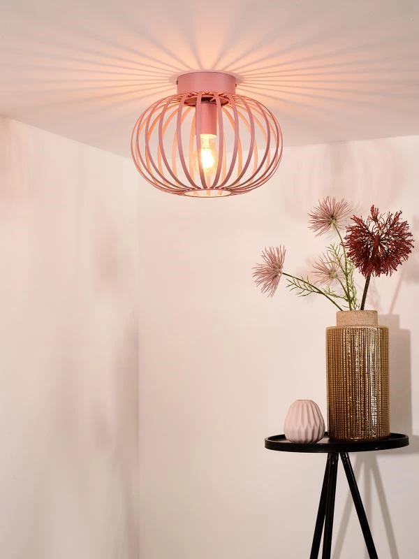 Lucide MERLINA - Flush ceiling light Children - Ø 30 cm - 1xE27 - Pink - ambiance 1